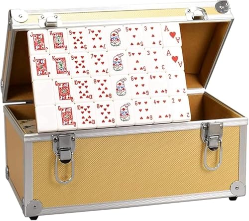 GYDUHYE Neuestes Metall Mahjong Spiel Set - Anti-Kollision & Verschleißfeste Poker Mahjong Fliesen mit robustem Metallkoffer, Komplettset für 4 Spieler (Klassische & Moderne Stile) von GYDUHYE