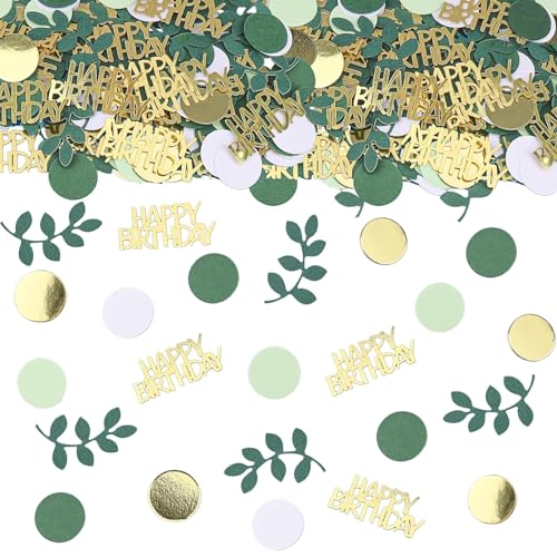 Salbeigrün Happy Birthday Konfetti Geburtstag Tischdekorationen Streukonfetti Geburtstag Kuchen Konfetti Grün Goldfolie Konfetti Dekorationen für Geburtstagsfeier Babyparty DIY Kunst Handwerk 230 von GYESXYW