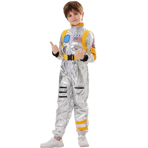 GYHCB Astronaut Kostüm Astronauten Kostüm Overall, Space Weltall Kostüm mit Brille Raumfahrer Kostüm für Karneval Halloween Cosplay Outfit von GYHCB