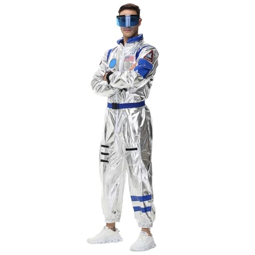GYHCB Astronauten Kostüm Herren, Astronaut Kostüm Damen, Space Kostüm Herren Weltall Kostüm Jumpsuit für Cosplay Halloween Faschingskostüme von GYHCB
