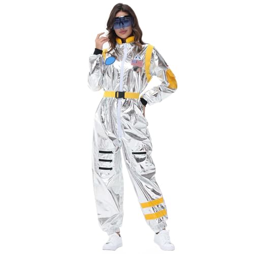 GYHCB Astronauten Kostüm Herren, Astronaut Kostüm Damen, Space Kostüm Herren Weltall Kostüm Jumpsuit für Cosplay Halloween Faschingskostüme von GYHCB