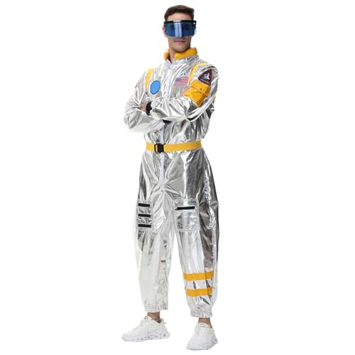 GYHCB Astronauten Kostüm Herren, Astronaut Kostüm Damen, Space Kostüm Herren Weltall Kostüm Jumpsuit für Cosplay Halloween Faschingskostüme von GYHCB