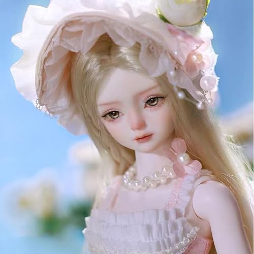 Handbemalt 1/4 BJD-Puppe Pastoraler Stil Kugelgelenk SD-Puppen mit Mode Kleid Französischer Hut für Geburtstagsgeschenke (44 cm) von GYHCB