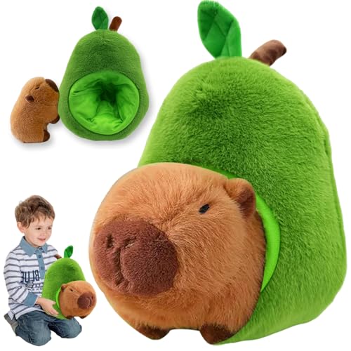 GYHWOFUL Capybara Kuscheltier 35cm, Super Weiche Capybara Plüschtier mit Avocado-Optik, Abnehmbar, Niedliche Spielzeug Stofftier, Capybara Plushie, Geschenk für Kinder Freund Geburtstag, Weihnachten von GYHWOFUL