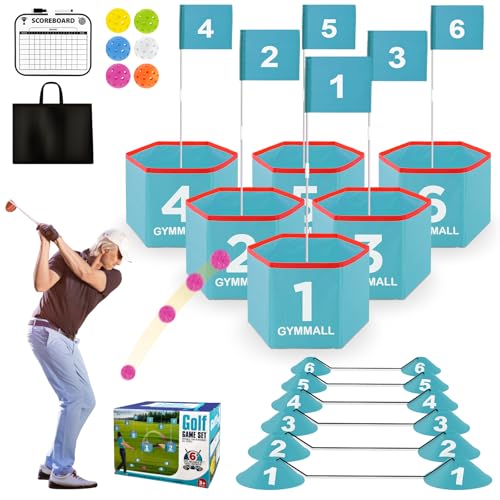 GYMMALL Golf Bucket Yard Game, Hinterhof-Golf-Set für Kinder, Erwachsene und Familie, Outdoor und Indoor Tragbarer 6-Loch-Golfplatz mit Bällen, Flaggen und Tragetasche für Rasen, Park, Strand und GYMMALL Golf Bucket Yard Game, Hinterhof-Golf-Set für Kinder, Erwachsene und Familie, Outdoor und Indoor Tragbarer 6-Loch-Golfplatz mit Bällen, Flaggen und Tragetasche für Rasen, Park, Strand und von GYMMALL