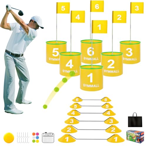 GYMMALL Golf Gmae Eimer, 6 Bukcets Yard Golfspiel-Set mit Golfflaggen für Erwachsene und Kinder, Golf-Übungsspiel für drinnen und draußen, Hinterhof, Park, Strand, Rasen GYMMALL Golf Gmae Eimer, 6 Bukcets Yard Golfspiel-Set mit Golfflaggen für Erwachsene und Kinder, Golf-Übungsspiel für drinnen und draußen, Hinterhof, Park, Strand, Rasen von GYMMALL