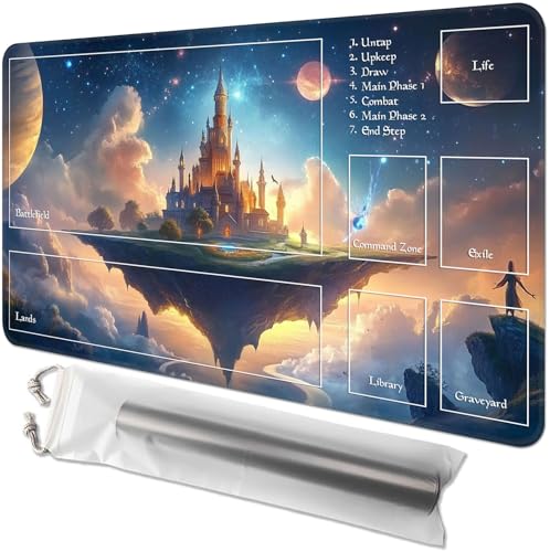GYSYZJDH Kartenspielmatte für MTG & TCG, 61 x 35,6 cm, rutschfeste magische Spielmatte & Zonen, strapazierfähige Gummi-Oberfläche, ideal für Kartenspiele & Brettspiele, tragbar mit Aufbewahrungstasche von GYSYZJDH
