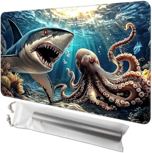 Kartenspiel-Spielmatte für MTG & TCG, 61 x 35,6 cm, rutschfeste magische Spielmatte, strapazierfähige Gummi-Oberfläche, ideal für Kartenspiele & Brettspiele, tragbar mit Aufbewahrungstasche, Haie und Kartenspiel-Spielmatte für MTG & TCG, 61 x 35,6 cm, rutschfeste magische Spielmatte, strapazierfähige Gummi-Oberfläche, ideal für Kartenspiele & Brettspiele, tragbar mit Aufbewahrungstasche, Haie und von GYSYZJDH