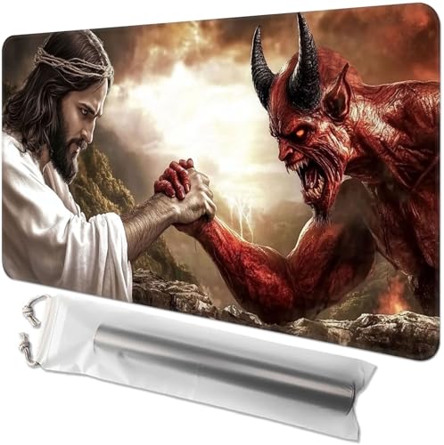 Kartenspiel-Spielmatte für MTG & TCG, 61 x 35,6 cm, rutschfeste magische Spielmatte, strapazierfähige Gummi-Oberfläche, ideal für Kartenspiele & Brettspiele, tragbar mit Aufbewahrungstasche, Jesus und Kartenspiel-Spielmatte für MTG & TCG, 61 x 35,6 cm, rutschfeste magische Spielmatte, strapazierfähige Gummi-Oberfläche, ideal für Kartenspiele & Brettspiele, tragbar mit Aufbewahrungstasche, Jesus und von GYSYZJDH