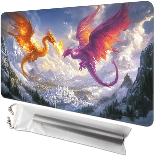 Kartenspiel-Spielmatte für MTG & TCG, 61 x 35,6 cm, rutschfeste magische Spielmatte, strapazierfähige Gummi-Oberfläche, ideal für Kartenspiele & Brettspiele, tragbar mit Aufbewahrungstasche, Zwei Kartenspiel-Spielmatte für MTG & TCG, 61 x 35,6 cm, rutschfeste magische Spielmatte, strapazierfähige Gummi-Oberfläche, ideal für Kartenspiele & Brettspiele, tragbar mit Aufbewahrungstasche, Zwei von GYSYZJDH