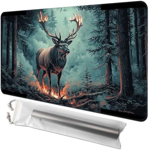 Kartenspiel-Spielmatte für MTG & TCG, 61 x 35,6 cm, rutschfeste magische Spielmatte, strapazierfähige Gummi-Oberfläche, ideal für Kartenspiele & Brettspiele, tragbar mit Aufbewahrungstasche, Waldelch Kartenspiel-Spielmatte für MTG & TCG, 61 x 35,6 cm, rutschfeste magische Spielmatte, strapazierfähige Gummi-Oberfläche, ideal für Kartenspiele & Brettspiele, tragbar mit Aufbewahrungstasche, Waldelch von GYSYZJDH