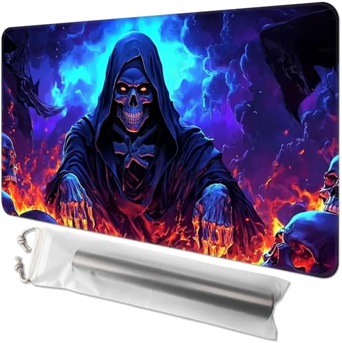 Kartenspiel-Spielmatte für MTG & TCG, 61 x 35,6 cm, rutschfeste magische Spielmatte, strapazierfähige Gummi-Oberfläche, ideal für Kartenspiele & Brettspiele, tragbar mit Aufbewahrungstasche, Grim Kartenspiel-Spielmatte für MTG & TCG, 61 x 35,6 cm, rutschfeste magische Spielmatte, strapazierfähige Gummi-Oberfläche, ideal für Kartenspiele & Brettspiele, tragbar mit Aufbewahrungstasche, Grim von GYSYZJDH