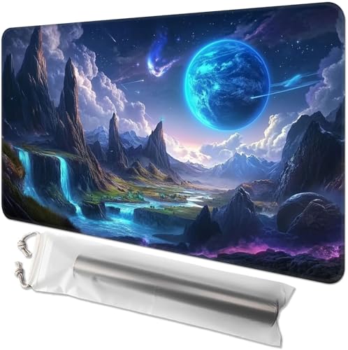 Kartenspiel-Spielmatte für MTG & TCG, 61 x 35,6 cm, rutschfeste magische Spielmatte, strapazierfähige Gummi-Oberfläche, ideal für Kartenspiele & Brettspiele, tragbar mit Aufbewahrungstasche, Blauer Kartenspiel-Spielmatte für MTG & TCG, 61 x 35,6 cm, rutschfeste magische Spielmatte, strapazierfähige Gummi-Oberfläche, ideal für Kartenspiele & Brettspiele, tragbar mit Aufbewahrungstasche, Blauer von GYSYZJDH