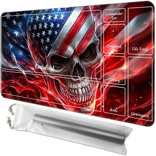 for MTG Playmat with Zones - 61.0 cm x 35.6 cm TCG Card & Board Game Mat, Smooth Surface, Non-Slip Base, Includes Free Storage Bag, Doubles as Desk Mousepad, America Falg Skull for MTG Playmat with Zones - 61.0 cm x 35.6 cm TCG Card & Board Game Mat, Smooth Surface, Non-Slip Base, Includes Free Storage Bag, Doubles as Desk Mousepad, America Falg Skull von GYSYZJDH