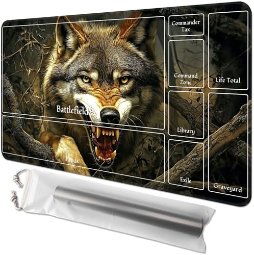 for MTG Playmat with Zones - 61.0 cm x 35.6 cm TCG Card & Board Game Mat, Smooth Surface, Non-Slip Base, Includes Free Storage Bag, Doubles as Desk Mousepad, Fierce Wolf for MTG Playmat with Zones - 61.0 cm x 35.6 cm TCG Card & Board Game Mat, Smooth Surface, Non-Slip Base, Includes Free Storage Bag, Doubles as Desk Mousepad, Fierce Wolf von GYSYZJDH