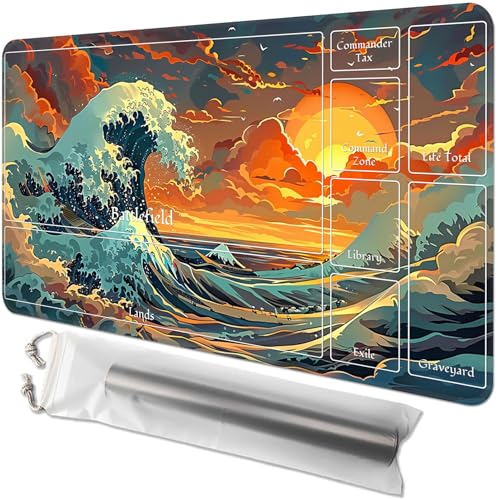 for MTG Playmat with Zones - 61.0 cm x 35.6 cm TCG Card & Board Game Mat, Smooth Surface, Non-Slip Base, Includes Free Storage Bag, Doubles as Desk Mousepad, Japanese Waves for MTG Playmat with Zones - 61.0 cm x 35.6 cm TCG Card & Board Game Mat, Smooth Surface, Non-Slip Base, Includes Free Storage Bag, Doubles as Desk Mousepad, Japanese Waves von GYSYZJDH