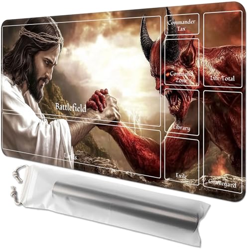 for MTG Playmat with Zones - 61.0 cm x 35.6 cm TCG Card & Board Game Mat, Smooth Surface, Non-Slip Base, Includes Free Storage Bag, Doubles as Desk Mousepad, Jesus and Devil for MTG Playmat with Zones - 61.0 cm x 35.6 cm TCG Card & Board Game Mat, Smooth Surface, Non-Slip Base, Includes Free Storage Bag, Doubles as Desk Mousepad, Jesus and Devil von GYSYZJDH