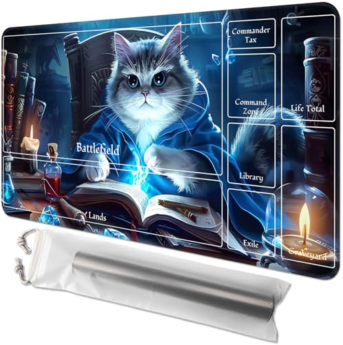 for MTG Playmat with Zones - 61.0 cm x 35.6 cm TCG Card & Board Game Mat, Smooth Surface, Non-Slip Base, Includes Free Storage Bag, Doubles as Desk Mousepad, Magic Cat for MTG Playmat with Zones - 61.0 cm x 35.6 cm TCG Card & Board Game Mat, Smooth Surface, Non-Slip Base, Includes Free Storage Bag, Doubles as Desk Mousepad, Magic Cat von GYSYZJDH