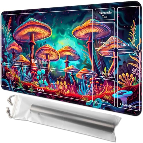 for MTG Playmat with Zones - 61.0 cm x 35.6 cm TCG Card & Board Game Mat, Smooth Surface, Non-Slip Base, Includes Free Storage Bag, Doubles as Desk Mousepad, Mushrooms von GYSYZJDH