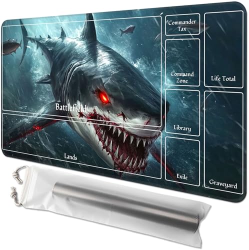 for MTG Playmat with Zones - 61.0 cm x 35.6 cm TCG Card & Board Game Mat, Smooth Surface, Non-Slip Base, Includes Free Storage Bag, Doubles as Desk Mousepad, Red Eyed Shark for MTG Playmat with Zones - 61.0 cm x 35.6 cm TCG Card & Board Game Mat, Smooth Surface, Non-Slip Base, Includes Free Storage Bag, Doubles as Desk Mousepad, Red Eyed Shark von GYSYZJDH