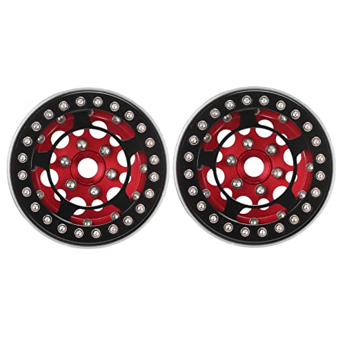 GYZOUKA 2pcs 1,9 Zoll RC Beadlock - Aluminiumlegierung RC Rad Rims Zum Klettern von Autos (Rot) von GYZOUKA