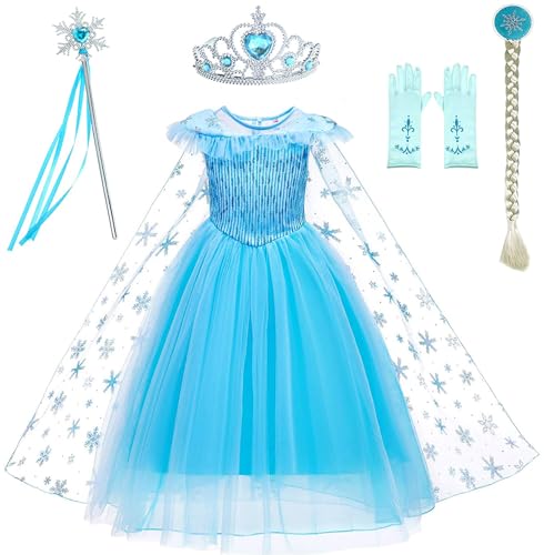 GZ-LAOPAITOU Prinzessin Kleid Mädchen Prinzessin Kostüm für Elsa Halloween Cosplay Geburtstag Party Prinzessin Dress Up mit Umhang Blau Blau 01, 3-4T GZ-LAOPAITOU Prinzessin Kleid Mädchen Prinzessin Kostüm für Elsa Halloween Cosplay Geburtstag Party Prinzessin Dress Up mit Umhang Blau Blau 01, 3-4T von GZ-LAOPAITOU