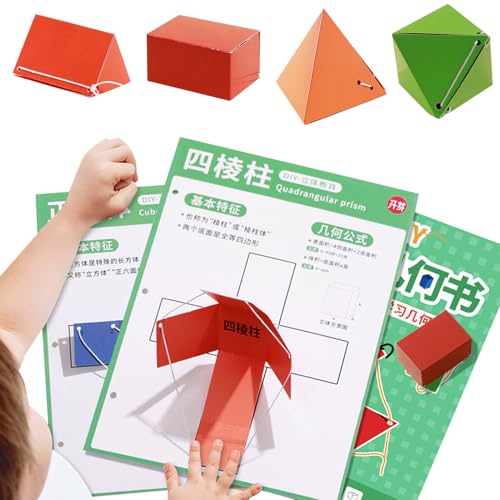 3D Geometrie Arbeitsbuch | 3D Geometrie Lernbuch Für Anfänger,Interaktives Hands-On Förderspielzeug Für Kleinkinder Kinder von GZBMEZS