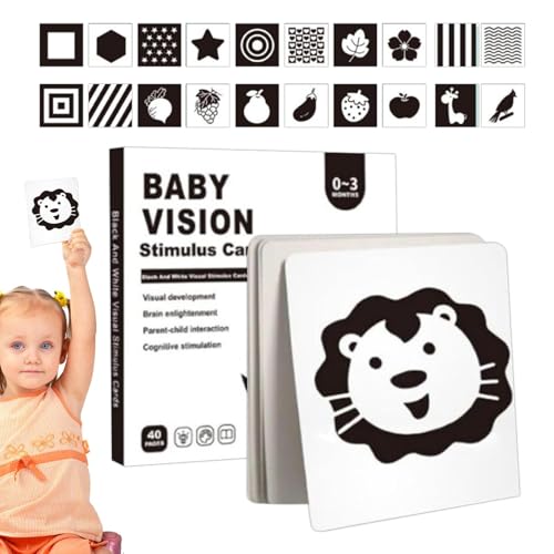 Baby Vision Stimulationskarten, visuelle Stimulation für Babys | Hohe Kontrast Kleinkind -Lernkarten - Frühe pädagogische visuelle sensorische Stimulation Lernaktivität Flitzer für Kinder 0-3 von GZBMEZS