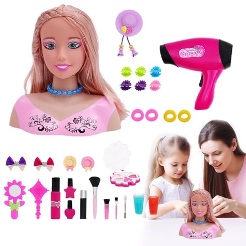 GZBMEZS Haarstyling-Puppe, Haarstyling-Puppenkopf für Mädchen - Kinder-Mädchen-Styling-Puppenkopf-Make-up-Set,Realistisches Styling-Puppenzubehör-Spielset für Kindertag, Geburtstag GZBMEZS Haarstyling-Puppe, Haarstyling-Puppenkopf für Mädchen - Kinder-Mädchen-Styling-Puppenkopf-Make-up-Set,Realistisches Styling-Puppenzubehör-Spielset für Kindertag, Geburtstag von GZBMEZS