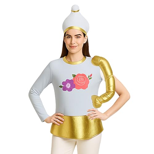 GZBMEZS Teetassen-Kostüm, Anzug für Halloween, Streichkostüme, Teetasse, Kandelaber – aufmerksames Verkleidungsoutfit für Damen, Herren, ältere Menschen, Urlaub, Party, festliche von GZBMEZS