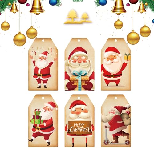 GZBMEZS Weihnachtsanhänger mit Schnur,Weihnachtsgeschenkanhänger mit Schnur, 60 Stück Weihnachtsanhänger Dekoration, Weihnachtsdekorationsanhänger, Weihnachtsbänder für Familie, Freunde ode von GZBMEZS