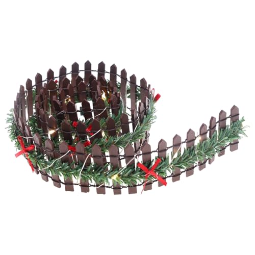 Weihnachten Miniaturzaun | 89,9 cm Holz Puppenhaus Lattenbarriere | Feengartenzäune mit LED-Licht für Party, Weihnachtsbaum, , Landschaft, Schreibtisch von GZBMEZS