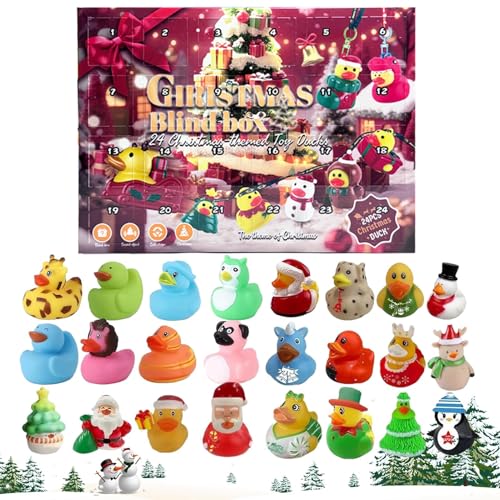 Weihnachtsenten - Weihnachten 24-Tage Rubber Duck Badeente Countdown | Badetoy Geschenk Mitgebsel Für Kinder Bad Reise Deko von GZBMEZS