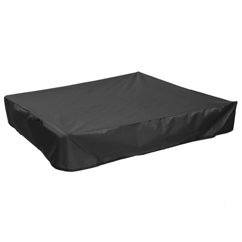 Sandkastenabdeckung, quadratisch, wasserdicht, Oxford-Stoff, Staubschutz, Staubschutz mit Kordelzug, Sandkastenabdeckung für Garten (Schwarz, 200 x 200 x 20 cm) von GZCRDZ