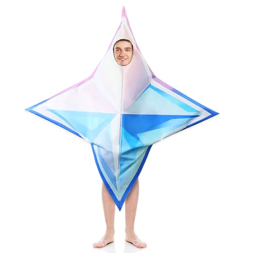 GZHOK Anime Cartoon Kostüm Halloween Bühnenshow Cosplay Vierzackiger Umhang Stern Cosplay Outfit, Blau, M von GZHOK