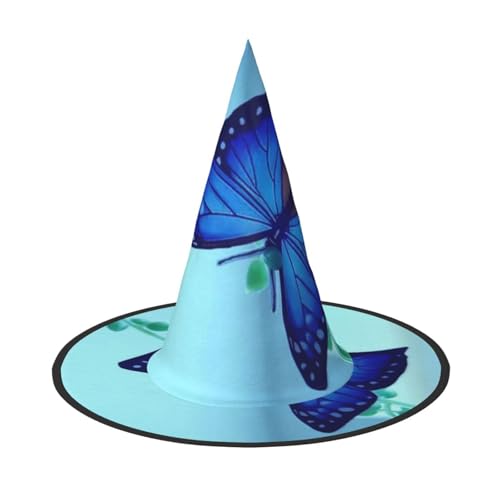 GZHYHAKAN Blauer Schmetterlings-Print Halloween Hut für Partys, Karneval und Rollenspiele - leicht, bequem von GZHYHAKAN