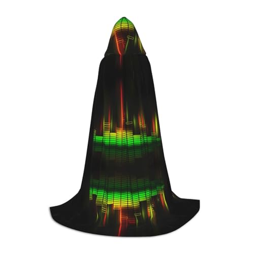 GZHYHAKAN Coole Musik Sound Print Kapuzenumhang für Jugendliche, perfekt für Halloween, Rollenspiele und Themenpartys von GZHYHAKAN