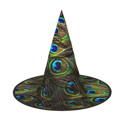 GZHYHAKAN Halloween-Hut mit Pfauenfeder-Druck, für Partys, Karneval, Rollenspiele, leicht, bequem von GZHYHAKAN