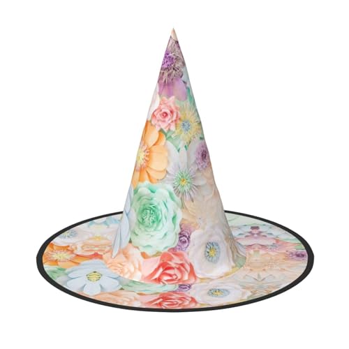 GZHYHAKAN Halloween-Hut mit buntem Blumendruck für Partys, Karneval und Rollenspiele – leicht, bequem von GZHYHAKAN