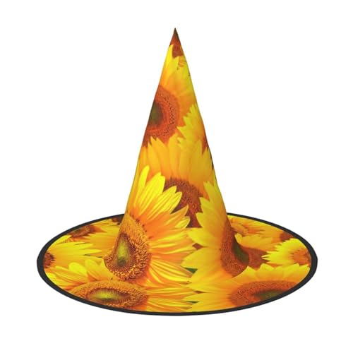 GZHYHAKAN Halloween-Hut mit gelbem Sonnenblumen-Druck, für Partys, Karneval, Rollenspiele, leicht, bequem von GZHYHAKAN