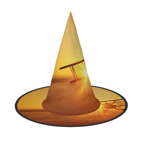 GZHYHAKAN Halloween-Mütze mit Flugzeug-Motiv bei Sonnenuntergang für Partys, Karneval, Rollenspiele - leicht, bequem von GZHYHAKAN