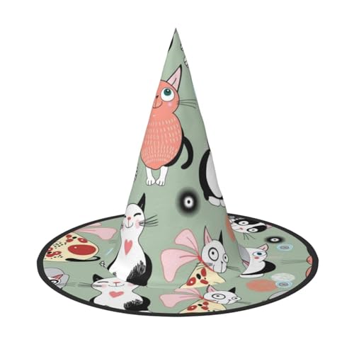 GZHYHAKAN Hübscher Cartoon-Katzen-Druck, Halloween-Hut für Partys, Karneval und Rollenspiele - leicht, bequem von GZHYHAKAN