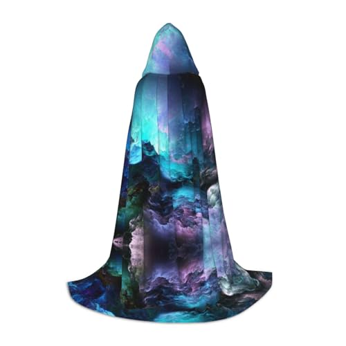 GZHYHAKAN Kapuzenumhang mit 3D-Grafik, Universum, Weltraumdruck, für Teenager, perfekt für Halloween, Rollenspiele und Themenpartys von GZHYHAKAN