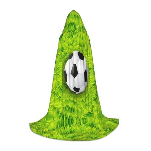 GZHYHAKAN Kapuzenumhang mit Fußball auf Gras, für Jugendliche, perfekt für Halloween, Rollenspiele und Themenpartys von GZHYHAKAN