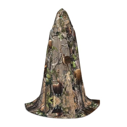 GZHYHAKAN Kapuzenumhang mit Jagd, Hirsch, Bär, Elch, bedruckt, für Teenager, perfekt für Halloween, Rollenspiele und Themenpartys von GZHYHAKAN
