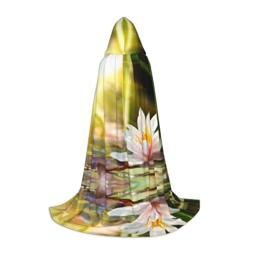 GZHYHAKAN Kapuzenumhang mit Lotusblüten-Aufdruck, für Teenager, perfekt für Halloween, Rollenspiele und Themenpartys von GZHYHAKAN