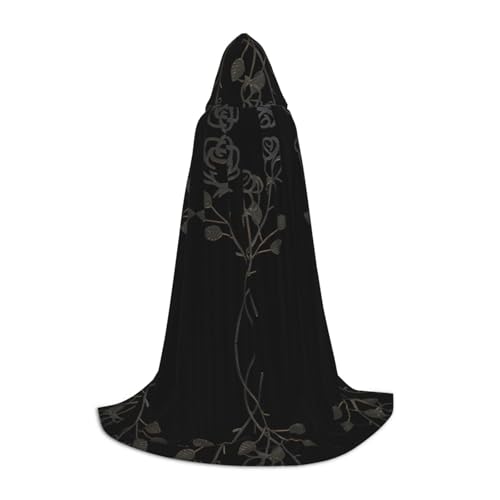 GZHYHAKAN Kapuzenumhang mit Metallrosen-Druck, für Teenager, perfekt für Halloween, Rollenspiele und Themenpartys von GZHYHAKAN