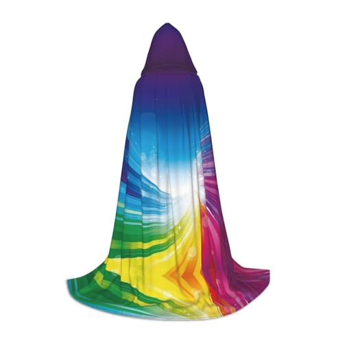 GZHYHAKAN Kapuzenumhang mit Regenbogen-Hintergrund, für Teenager, perfekt für Halloween, Rollenspiele und Themenpartys von GZHYHAKAN