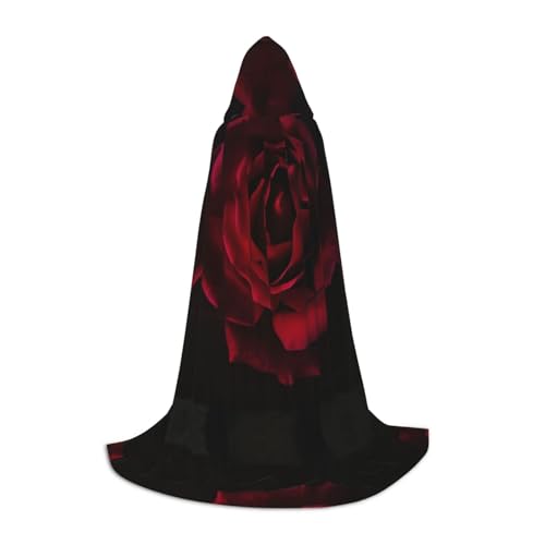 GZHYHAKAN Kapuzenumhang mit Rosenblüten-Aufdruck für Teenager, perfekt für Halloween, Rollenspiele und Themenpartys von GZHYHAKAN