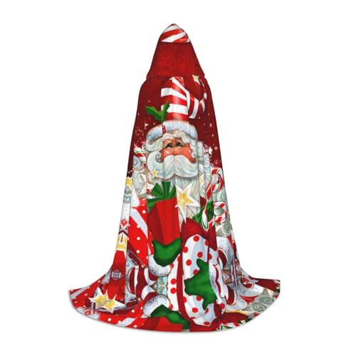 GZHYHAKAN Kapuzenumhang mit Weihnachtsmann-Aufdruck für Teenager, perfekt für Halloween, Rollenspiele und Themenpartys von GZHYHAKAN